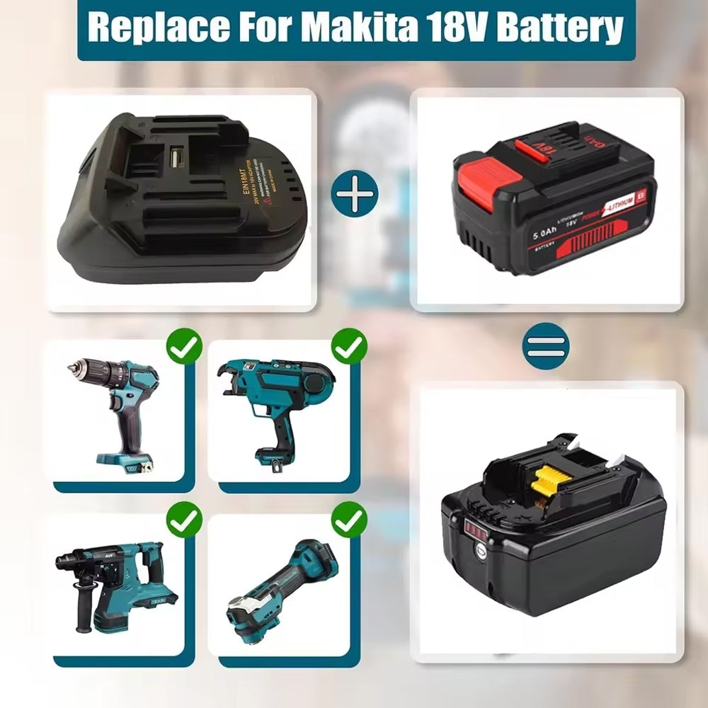 Battery Adapter Converts Einhell 18V Li-ion to Fit for Makita 18V Tools