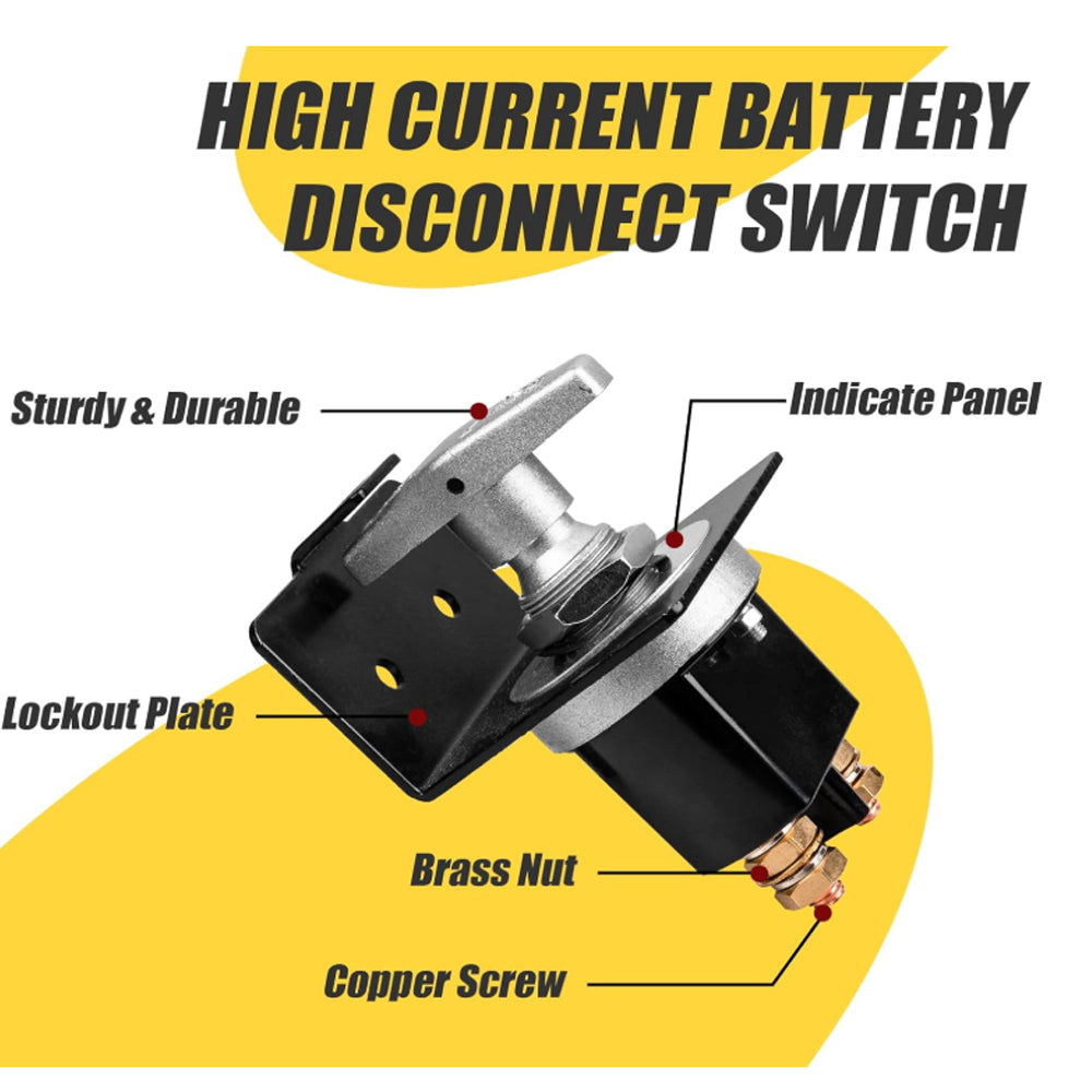 500A Battery Disconnect Switch 12V-36V Battery Kill Switch with Lockout Plate A