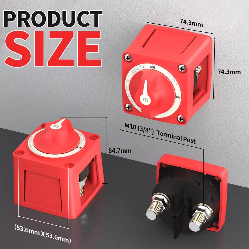 300A Battery Disconnect Switch 2 Position On/Off 12-48V Car Boat Marine Switch