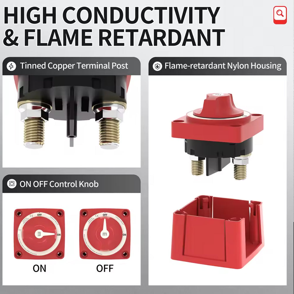 300A Battery Disconnect Switch 2 Position On/Off 12-48V Car Boat Marine Switch
