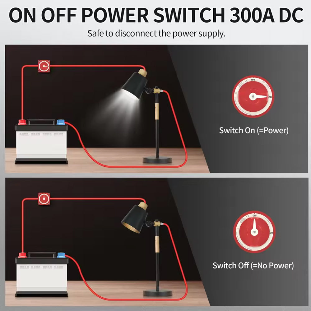 300A Battery Disconnect Switch 2 Position On/Off 12-48V Car Boat Marine Switch