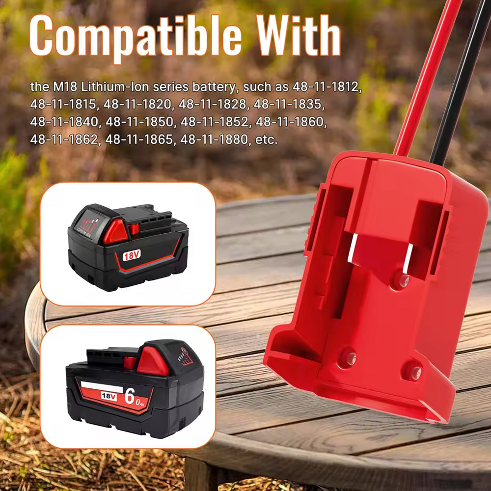 Battery Jumper Starter 1.8M Cable with Clamps to Milwaukee M18 Battery Adapter