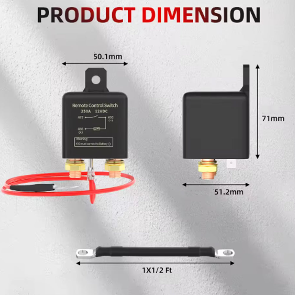 Battery Remote Control Switch 12V 250A Disconnect Switch Battery Kill Switch