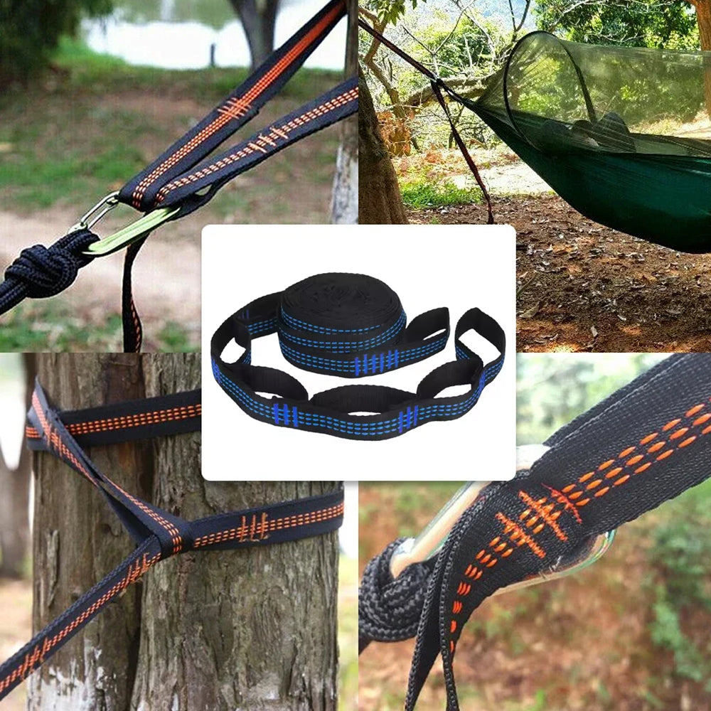 2pcs 2M Blue Hammock Straps Heavy Duty Tree Hanging Straps for Outdoor Camping