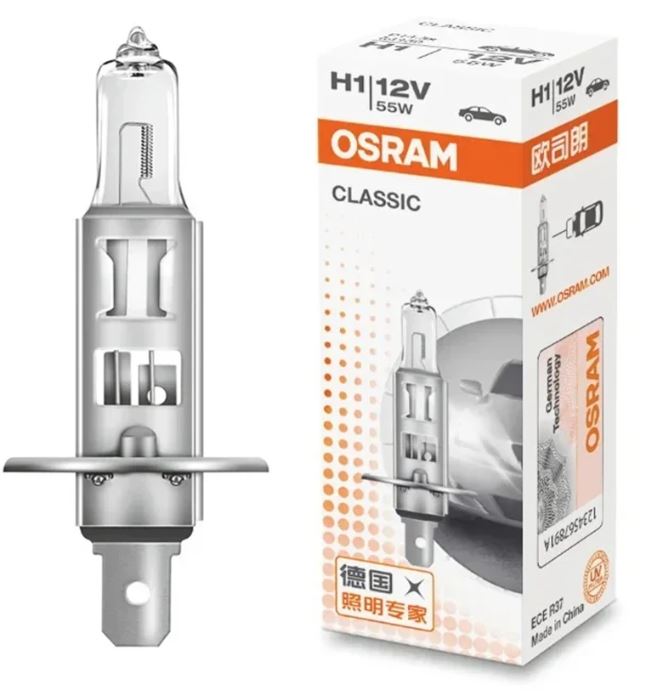 6 x Osram 12v H1 55w P14.5s Halogen Clear Globes 3200k Classic 64150 (6pcs)