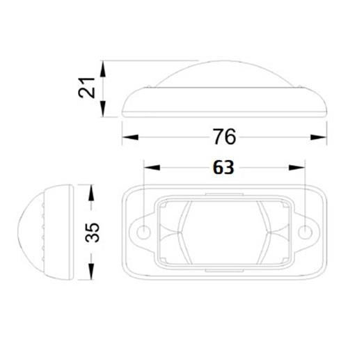 2 X SIDE MARKER LIGHTS WITH 2.5 METER LONG CABLE AMBER/RED MARKERS (2PCS)