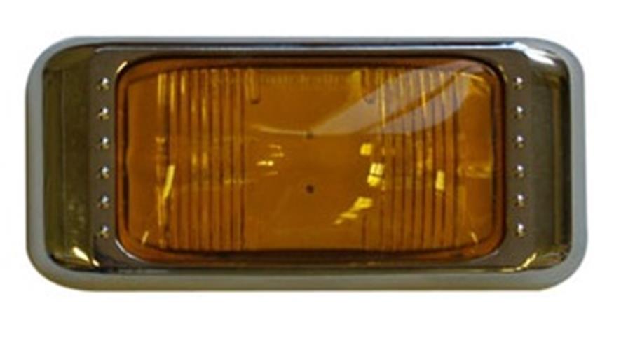 2 LED LARGE AMBER SIDE MARKER LIGHTS WITH CHROME BODY SURROUNDS (2PCS)