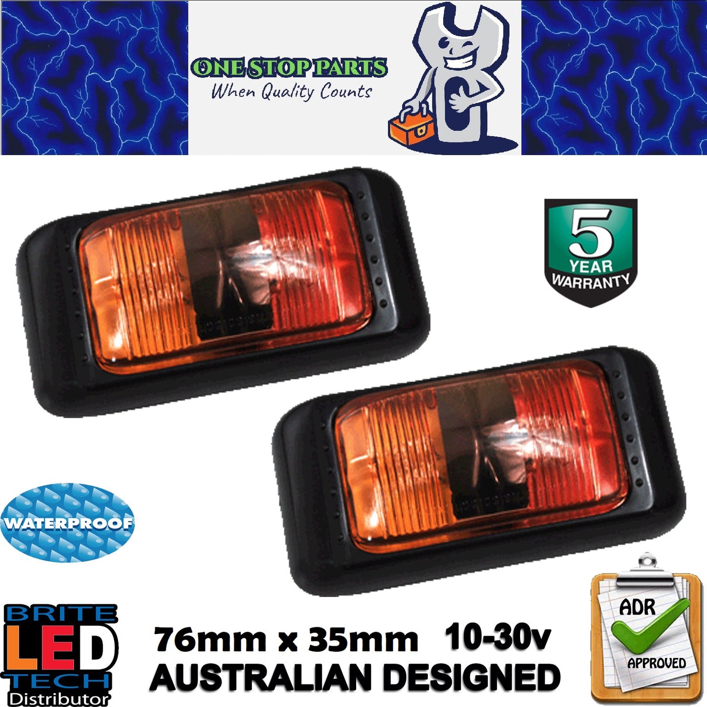 LED SIDE CLEARANCE LIGHTS SIDE MARKER LAMP RED AMBER TRAILER TRUCK CARAVAN