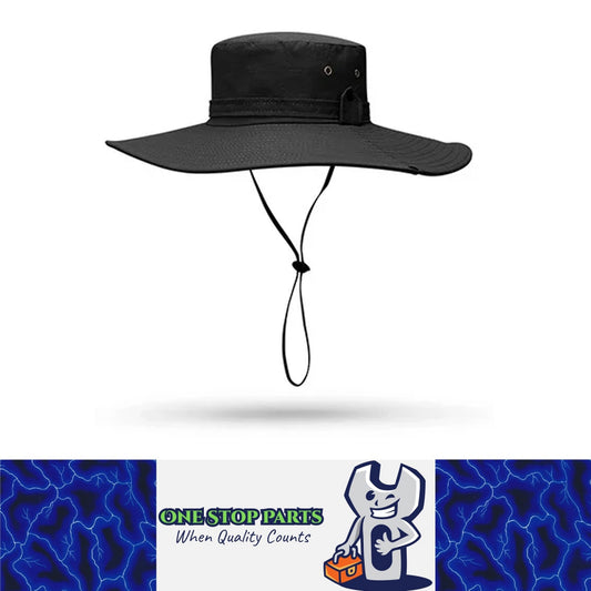 Black Men Anti-UV Sun Hat Wide Brim Mesh Panama Camping Hiking Fisherman Hat