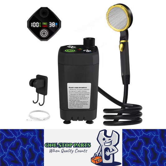 Black Portable Camping Shower Pump Shower Kit with 6000mAh Battery LED Display