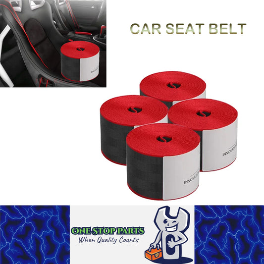 4x 3.6M Black/Red Strengthen Car Seat Belts Webbing Fabric Car Safety Seatbelts