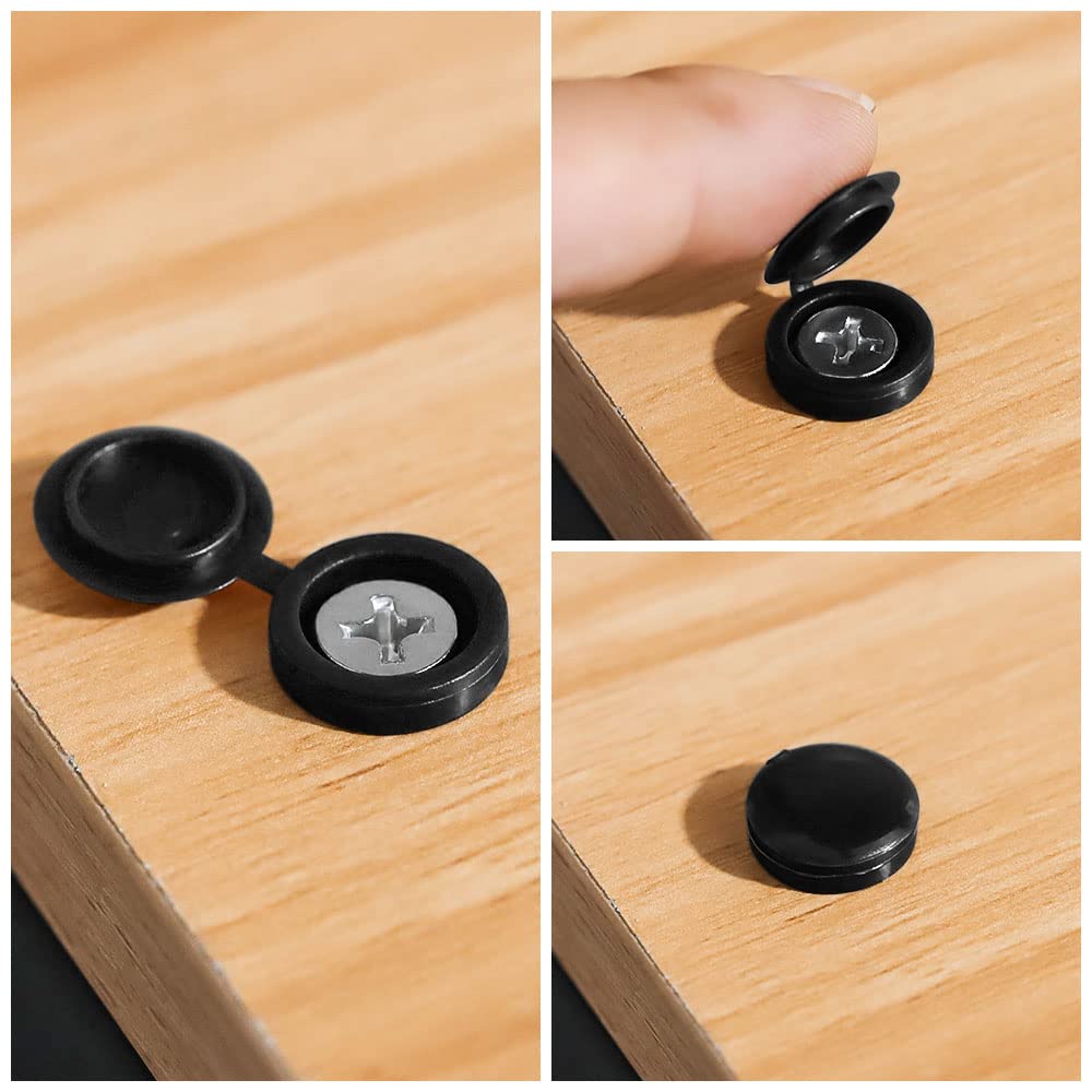 1000 x Black screw covers Bulk Screw Cap Covers with Lid (1000pcs)