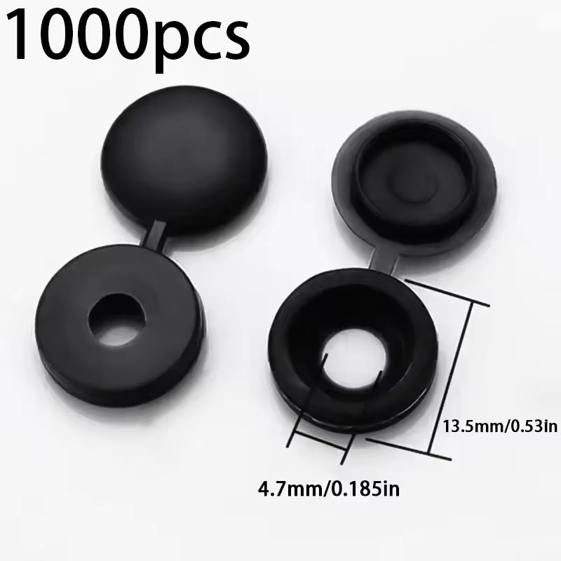 1000 x Black screw covers Bulk Screw Cap Covers with Lid (1000pcs)