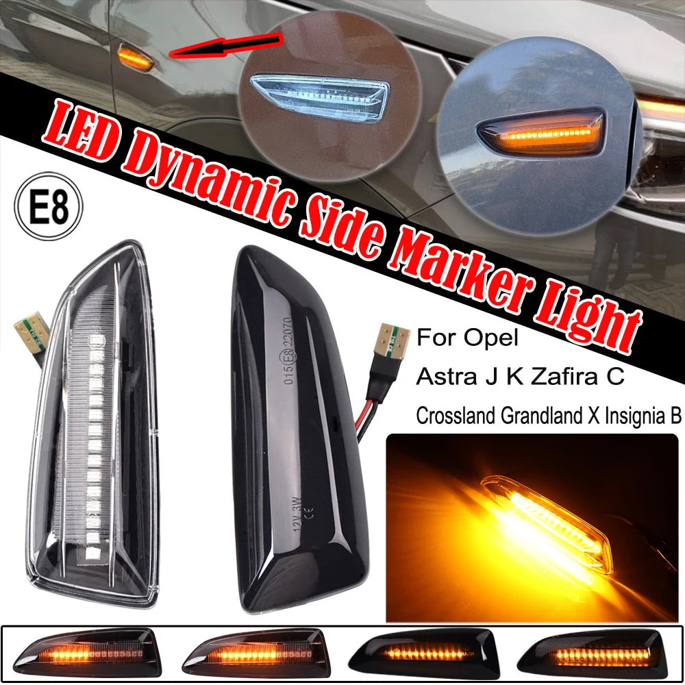 2 x Dynamic LED Side Marker Light Signal Lamp for Opel Astra K J Insignia Zafira