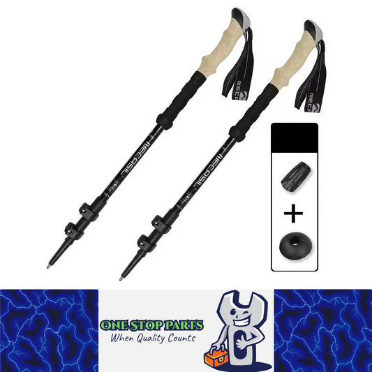 2pcs Black Ultralight Trekking Poles Folding Aluminum Walking Stick Hiking Canes
