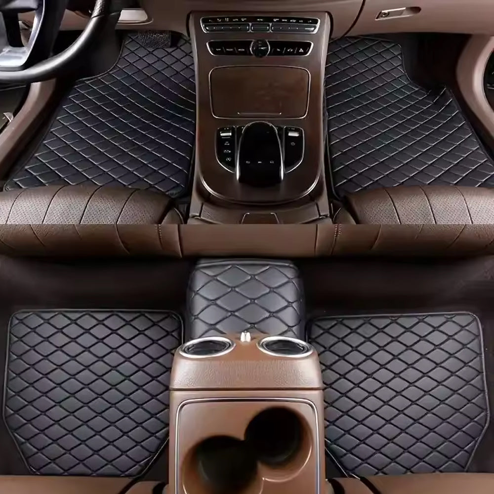 5 x Black Waterproof Leather Car Floor Mats Universal Auto Foot Pad Protector