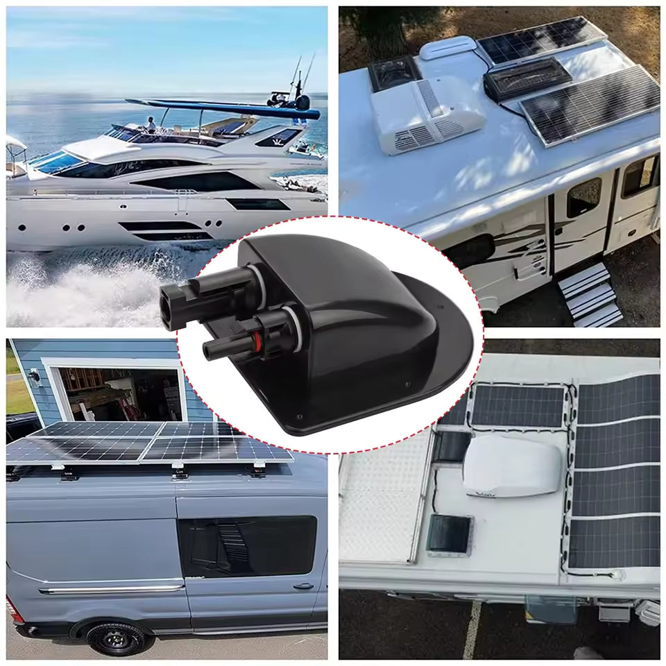 Black Waterproof Solar Panel Junction Box Ideal for Roof of Caravan (1pc)