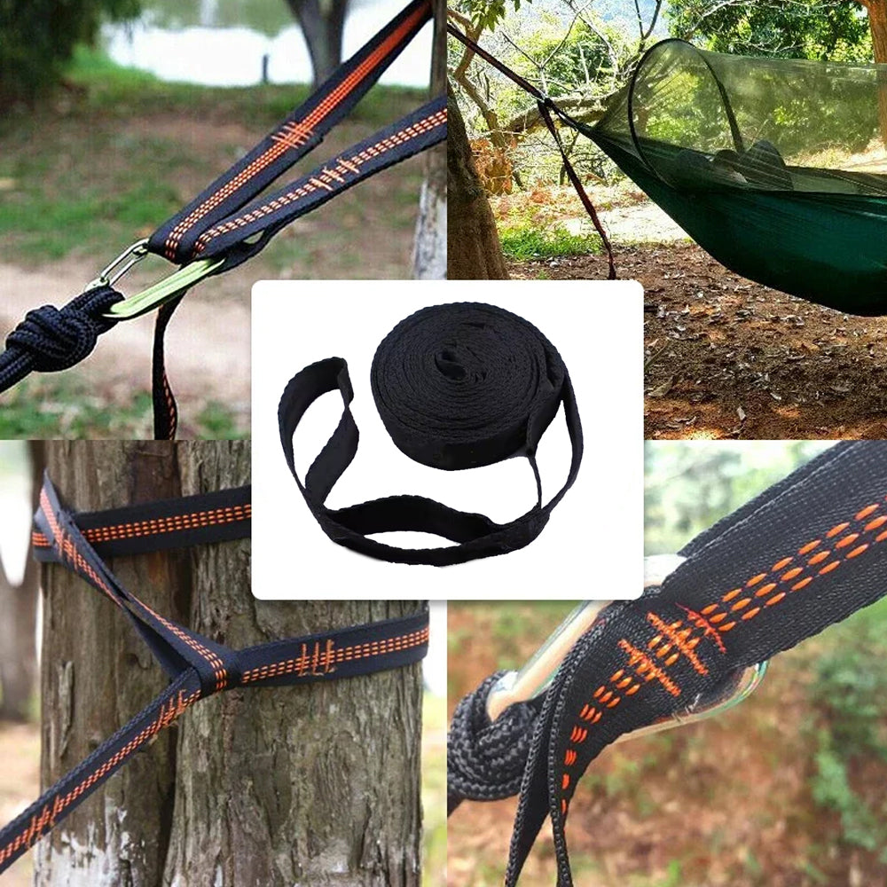 2pcs 2M Black Hammock Straps Heavy Duty Tree Hanging Straps for Outdoor Camping
