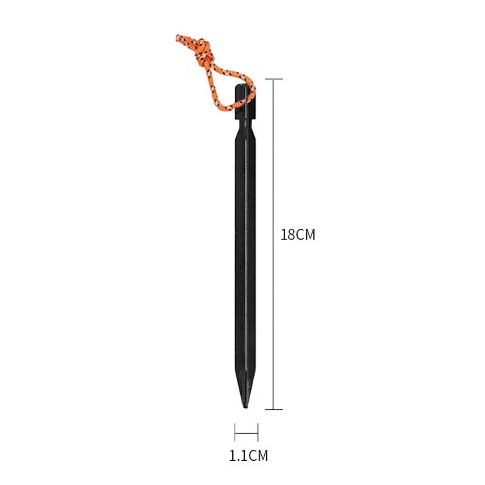 20 x Black Tent Stakes 18CM Tri-Beam Tent Pegs with Rope Ground Nails Stakes