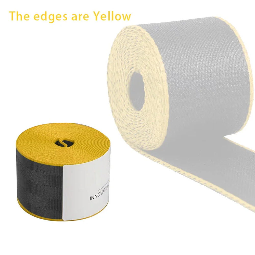 4x 3.6M Black/Yellow Strengthen Car Seat Belt Webbing Fabric Car Safety Seatbelt
