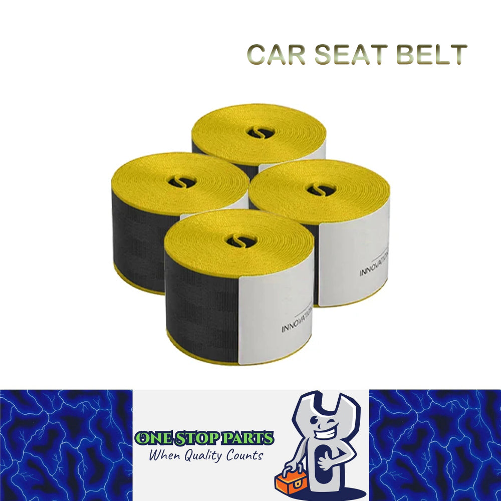 4x 3.6M Black/Yellow Strengthen Car Seat Belt Webbing Fabric Car Safety Seatbelt