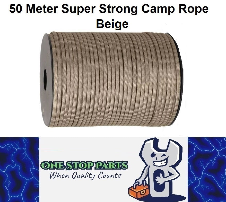 50m Beige 550lb Military 9 core Paracord Rope 4mm Outdoor Camping Rope 50 Meter