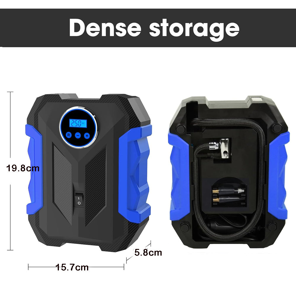 Blue Car Air Compressor Pump Tire Inflator 12V 3M Cigarette Lighter Plug Cable