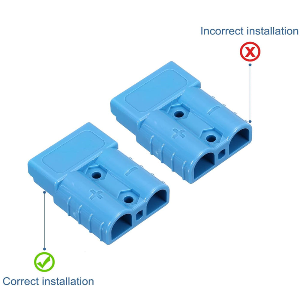 2 x 50A Blue Anderson Socket Plug 2 Pin 50Amp Connector RV Truck Winch Marine