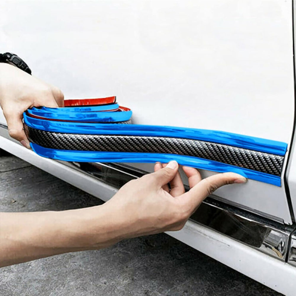 1m x7cm Blue Carbon Fiber Car Door Entry Guard Rearview Mirror Anti Scratch Tape