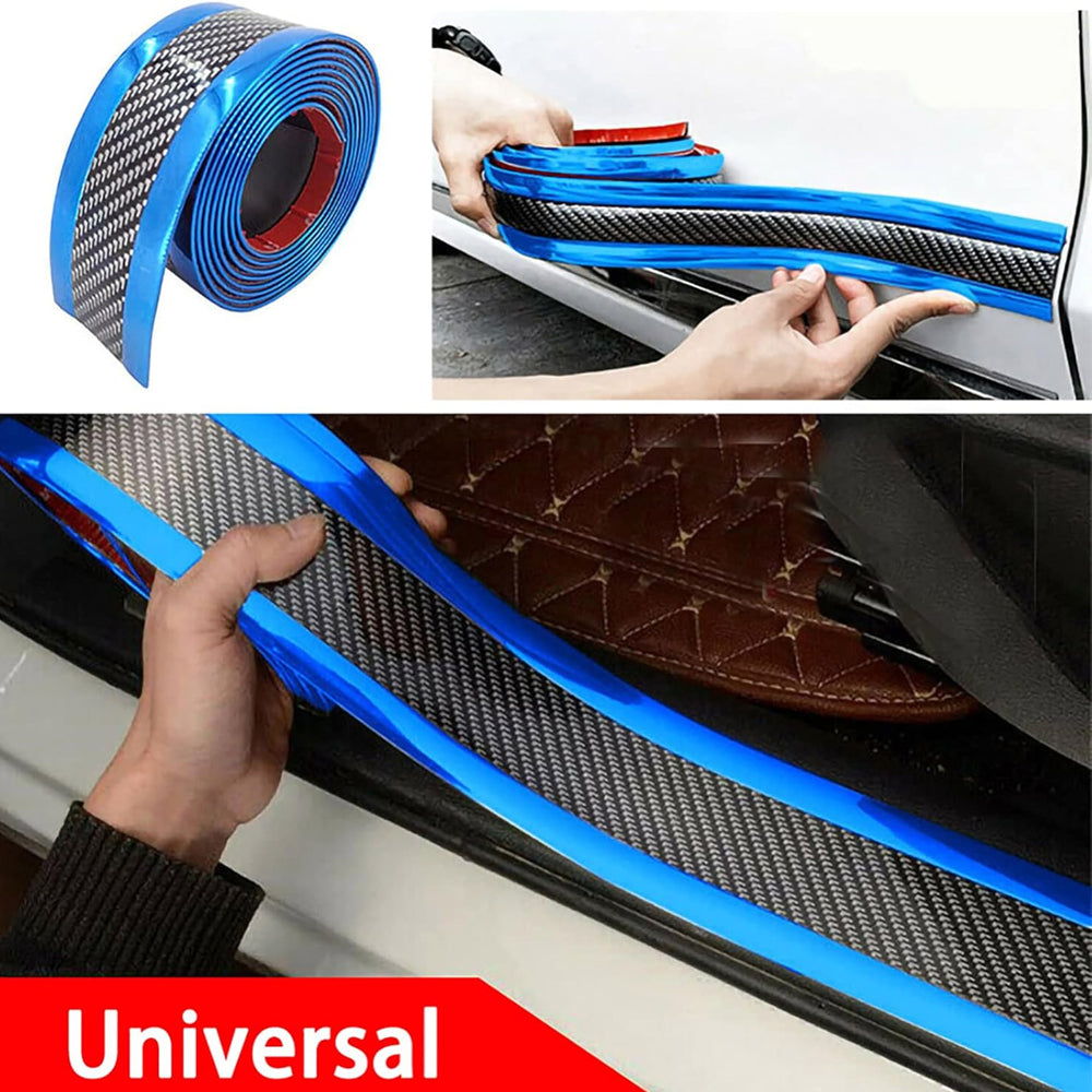 1m x7cm Blue Carbon Fiber Car Door Entry Guard Rearview Mirror Anti Scratch Tape