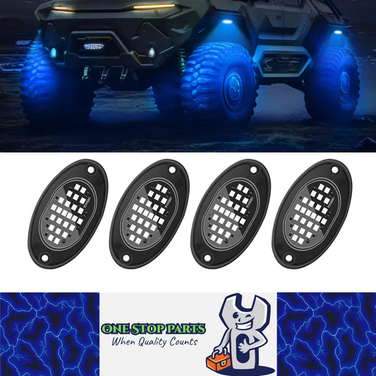 4pcs Blue LED Rock Lights LED Underglow Lights for Car Pickup Truck SUV UTV ATV