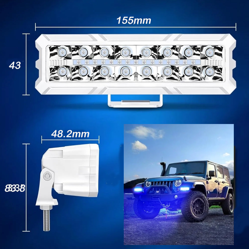 2 x Blue LED Work Lights 50W 155x43mm 12-24V Spot Flood Beam LED Car Boat Light