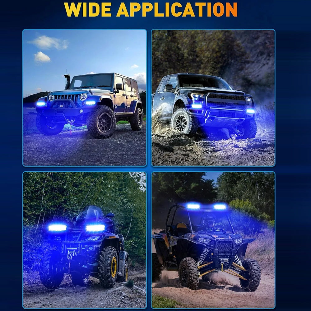2 x Blue LED Work Lights 50W 155x43mm 12-24V Spot Flood Beam LED Car Boat Light