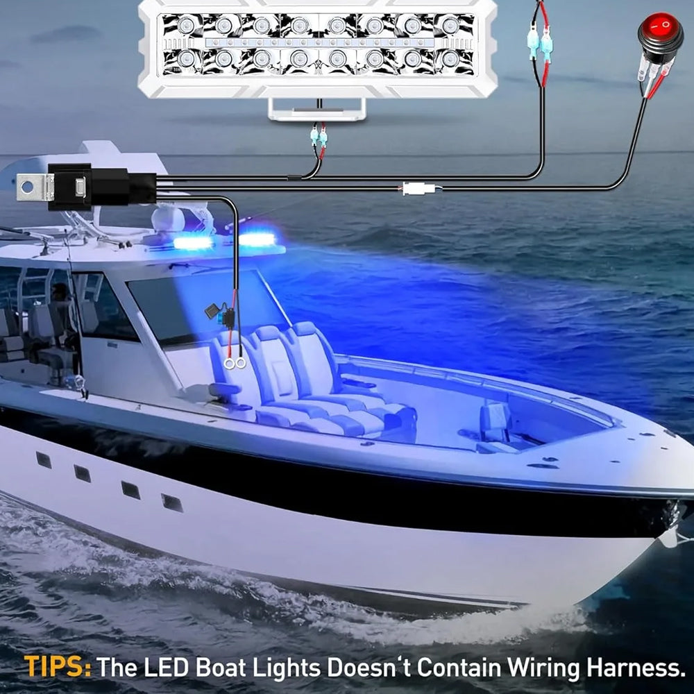 2 x Blue LED Work Lights 50W 155x43mm 12-24V Spot Flood Beam LED Car Boat Light