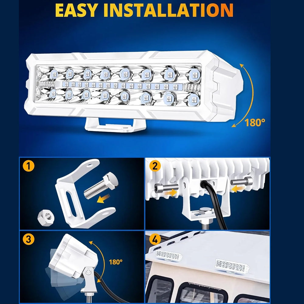 2 x Blue LED Work Lights 50W 155x43mm 12-24V Spot Flood Beam LED Car Boat Light