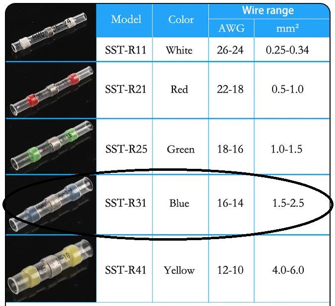 50pcs Waterproof Heat shrink Wire Connector Solder Insulated Join (suit 2.5mm)
