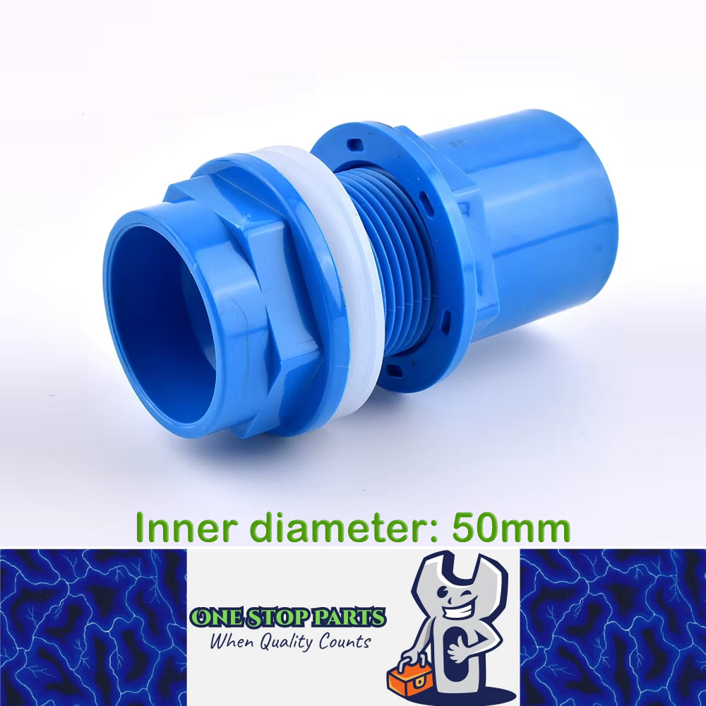 ID50mm Blue PVC Aquarium Connector Fish Tank Drainage Straight Joint Pipe