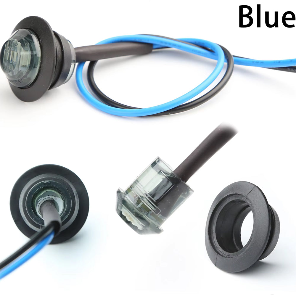 50 x Blue Round LED Side Marker Lamps 1.91CM 3LED 12V LED Signal Indicator Light