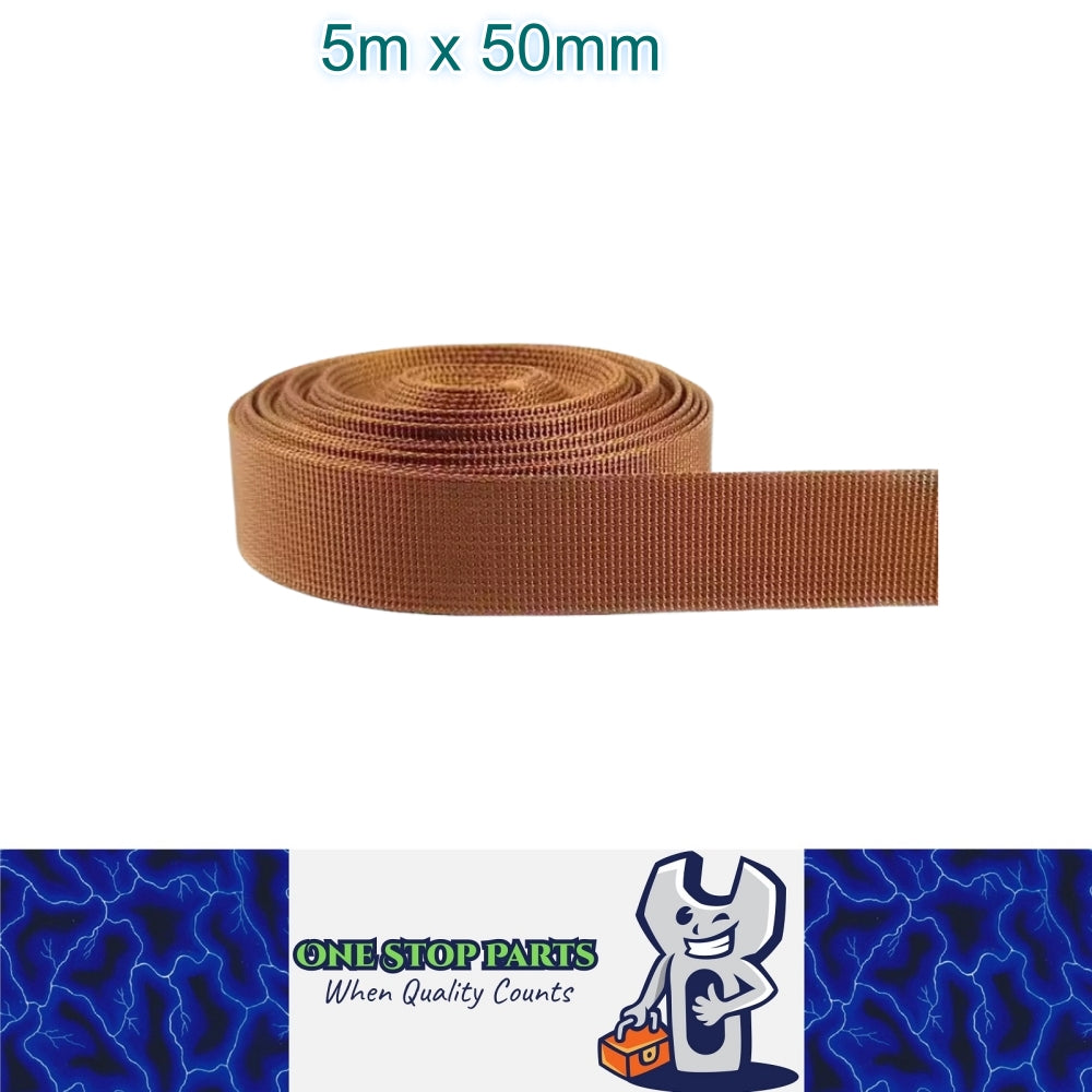 5m x 50mm Brown Nylon Webbing Strap Safety Belt Knapsack Bag Leash DIY Crafting
