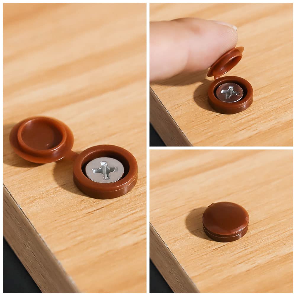 1000 x Brown screw covers Bulk Screw Cap Covers with Lid (1000pcs)