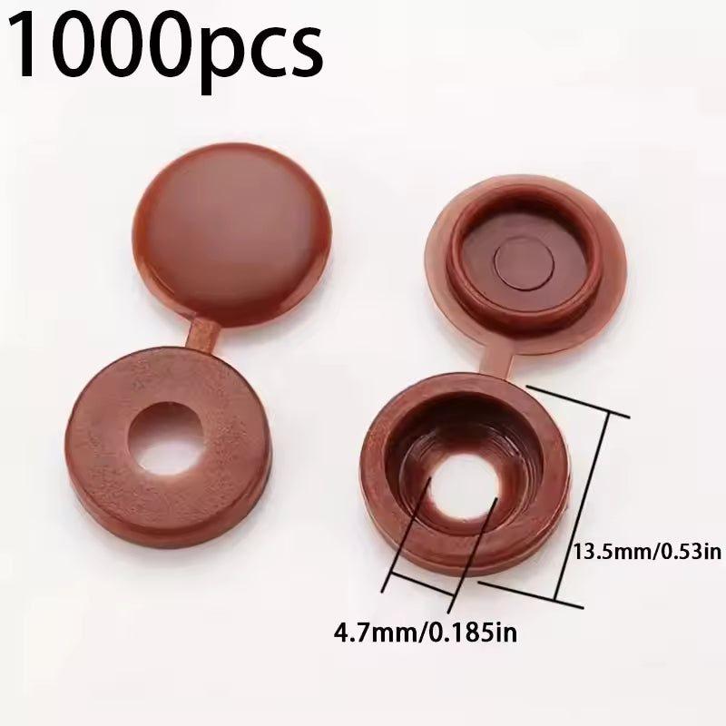 1000 x Brown screw covers Bulk Screw Cap Covers with Lid (1000pcs)