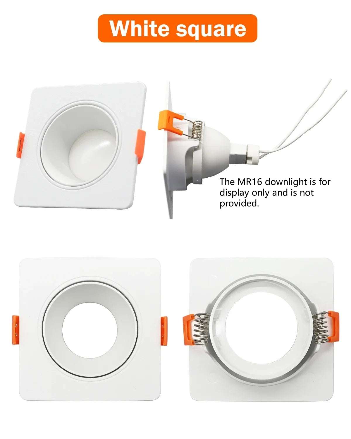 20 x MR16 Recessed Mounting Bracket White Square Angle Adjustable Mounting Frame