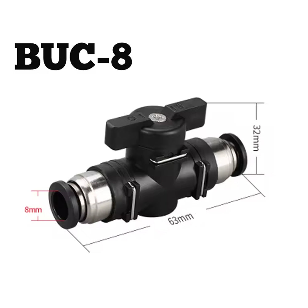 8mm Type BUC Push Connect Valve Pneumatic Ball Air Flow Control Valve Connector