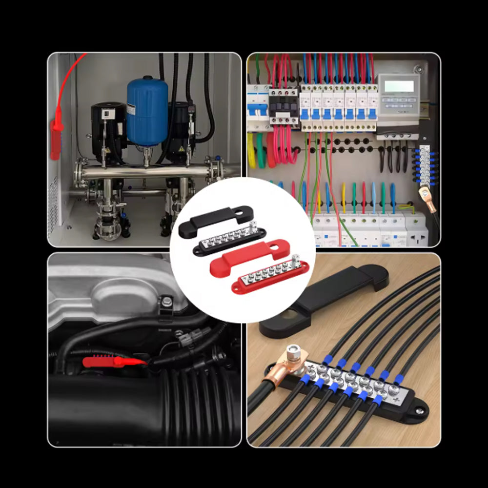 Bus Bar 12V-48V 150A Power Distribution Block 1xM6 Posts Studs 12xM4 Terminals
