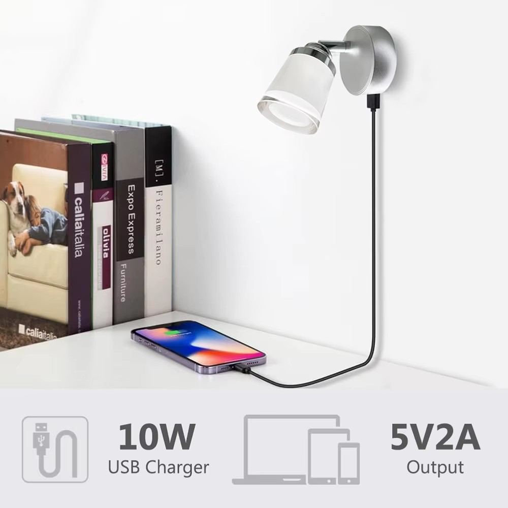 12v-24v Bedside Reading Light USB 3 Mode Touch Switch Cool, Warm,Natural White