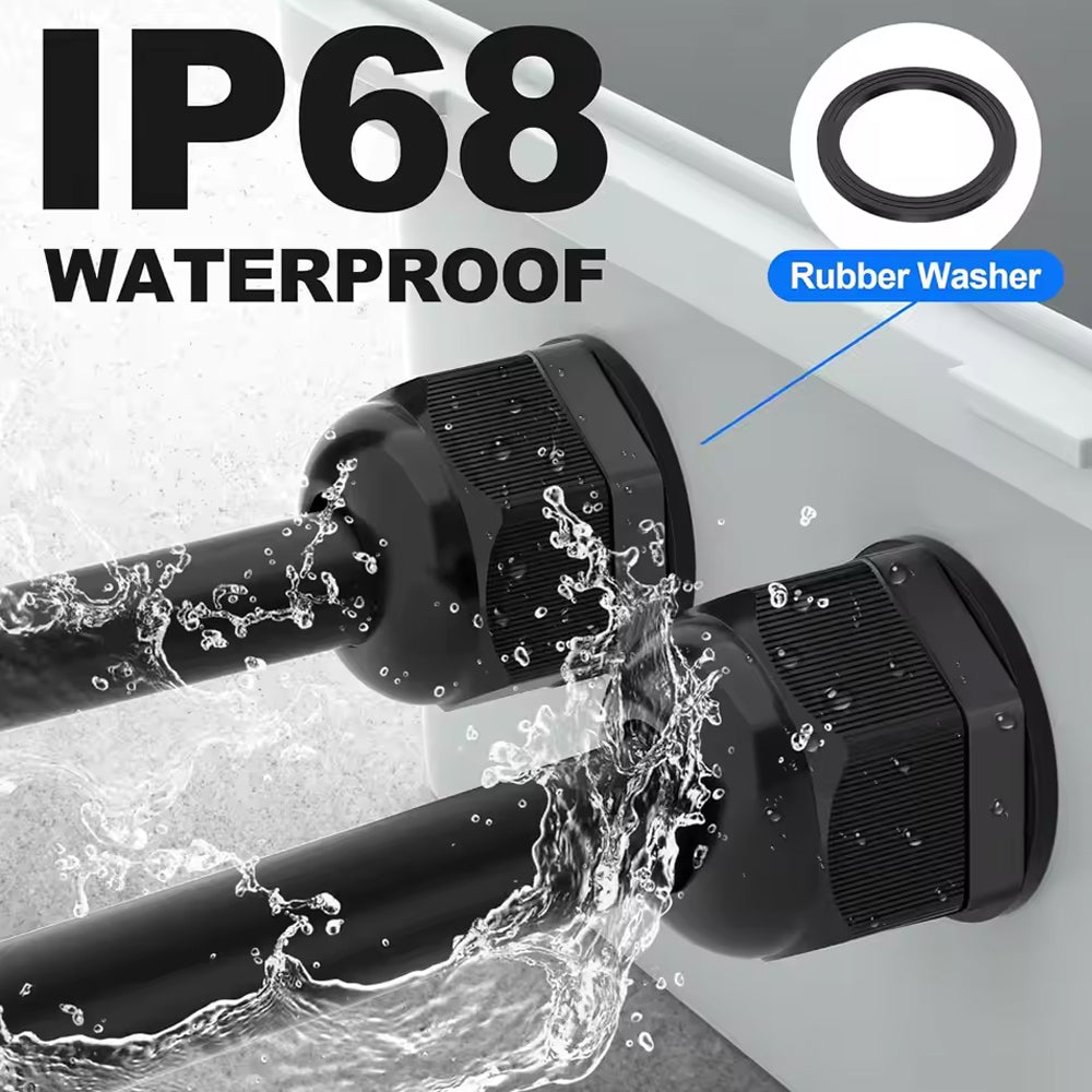 72pcs Cable Glands Kit 4 Styles Waterproof Cable Gland Joints Adjustable Locknut