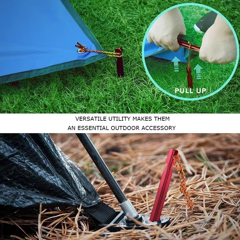 20 x Silver Tent Stakes 18CM Tri-Beam Tent Pegs with Rope Ground Nails Stakes