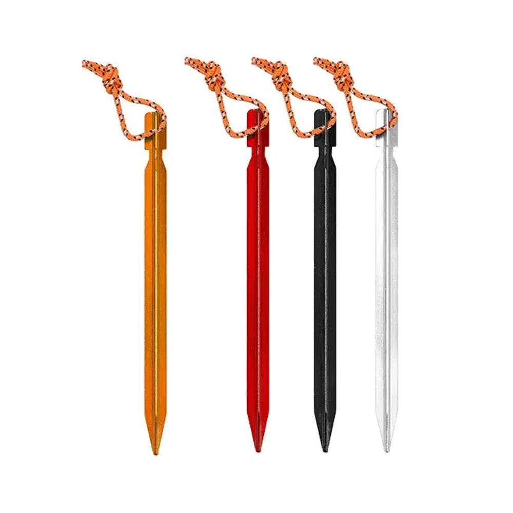 20 x Black Tent Stakes 18CM Tri-Beam Tent Pegs with Rope Ground Nails Stakes