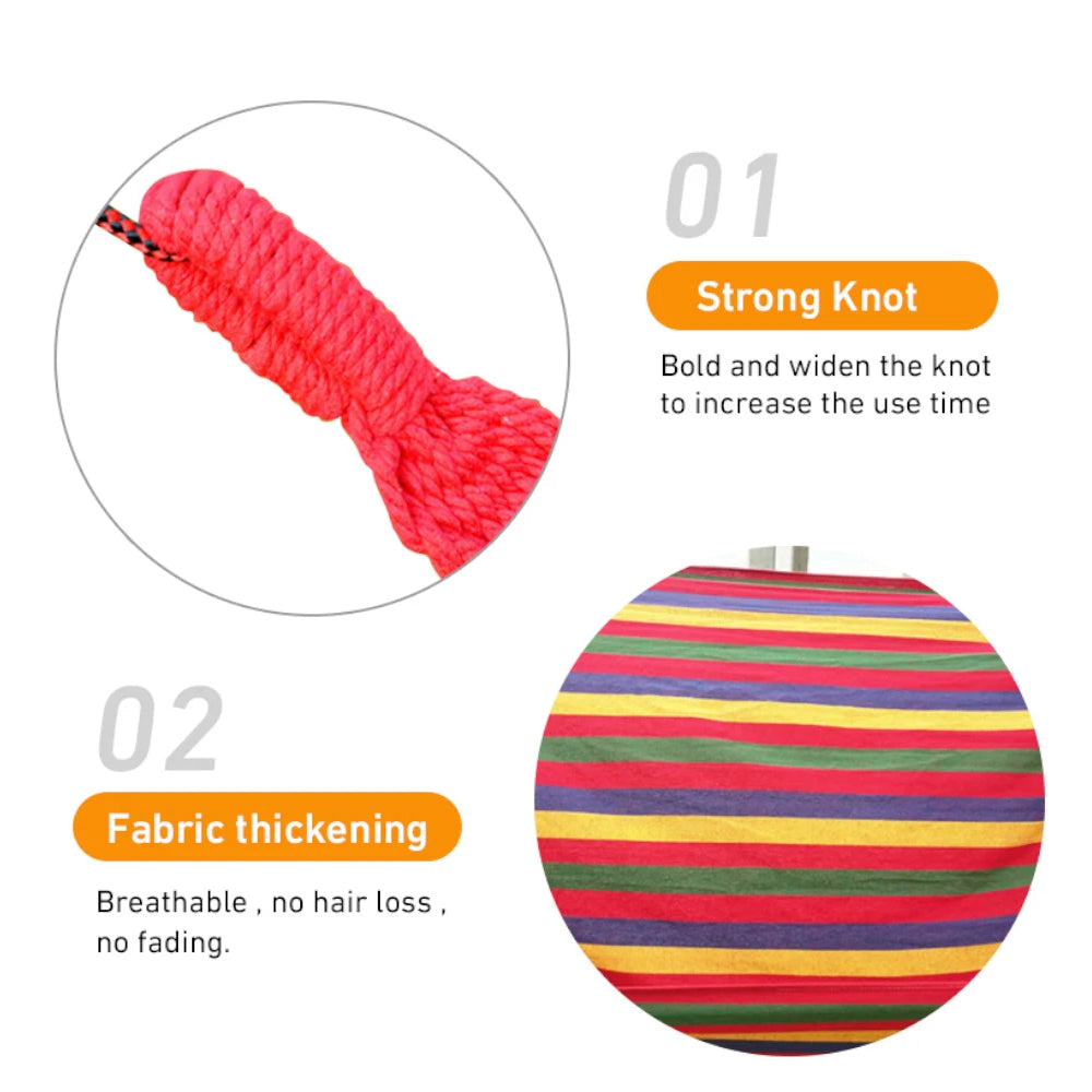 1 x Red Canvas Hammock Camping Swing with Tree Ropes Load-bearing Up to 200kg