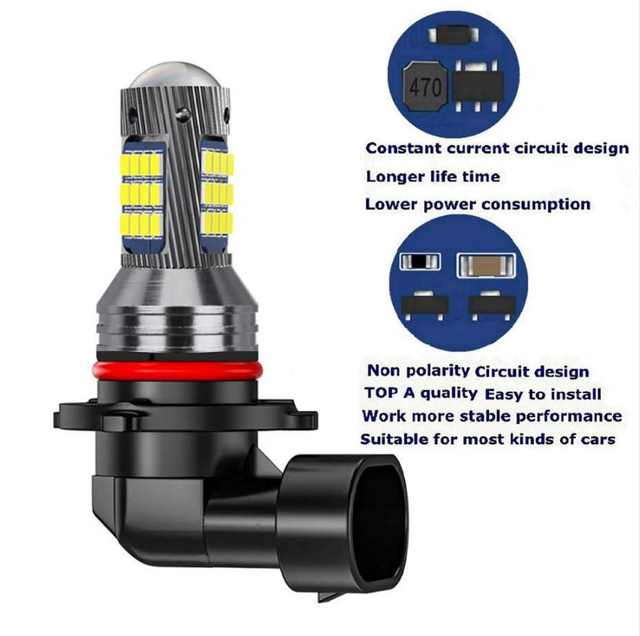 2 x H8 LED SMD Super Bright White For Fog Lights suits 12v and 24v 10-30v (Pair)